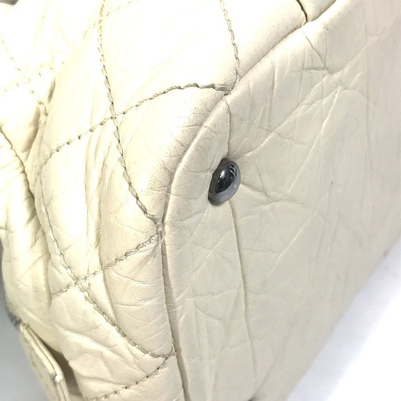 CHANEL Cream Leather Logo Boston Bag - Picture 8 of 16